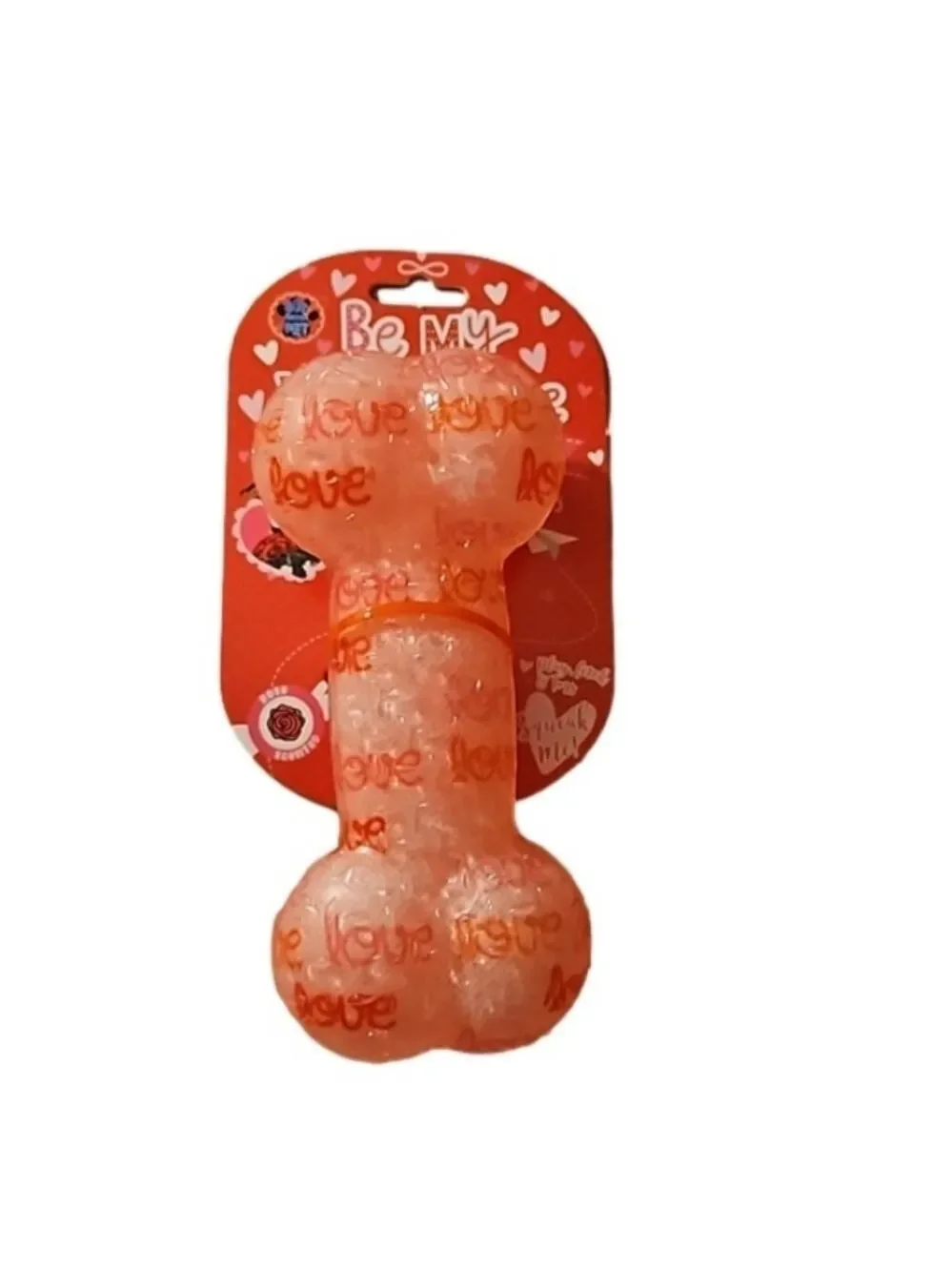 Pink Valentine’s Day Squeaky Dog Bone Toy Rose Scented & Textured Europan Home